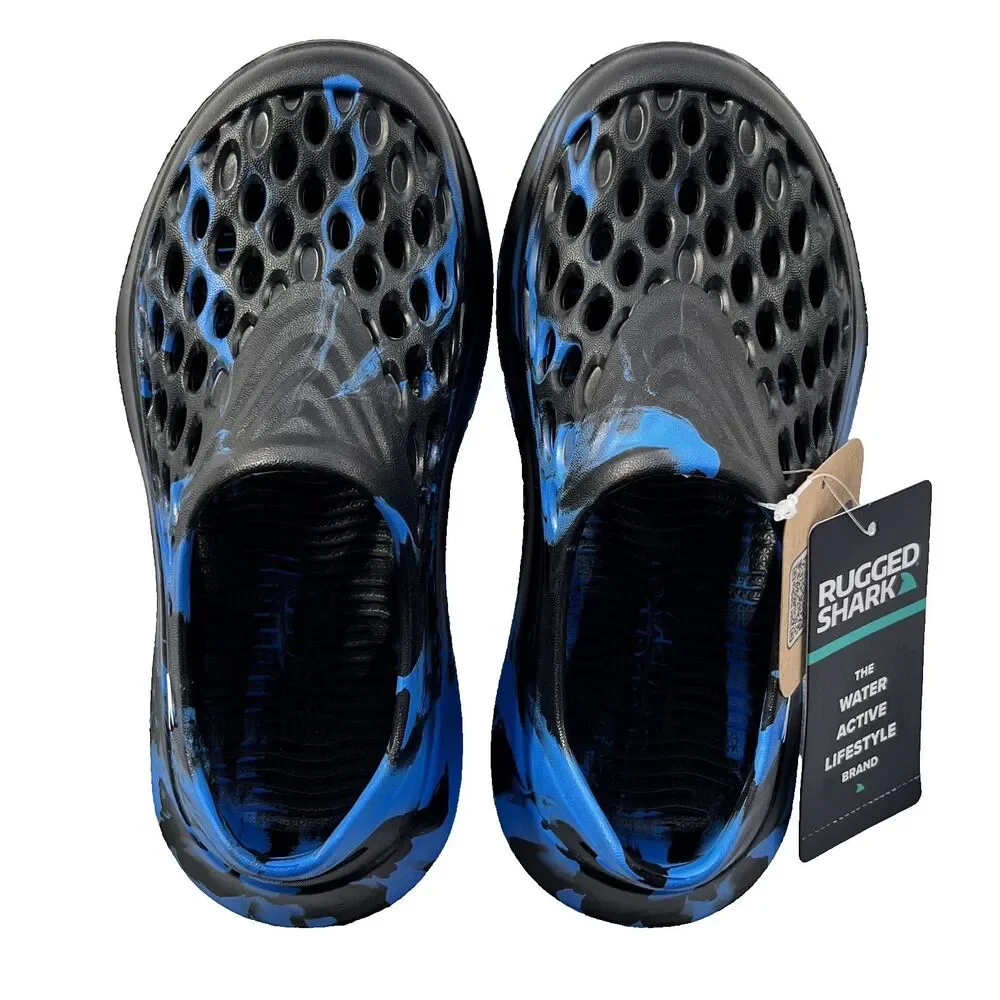 Rugged Shark Blue Black Slip-On Water Sneaker Big Boys‎ Size 1 Vacation Travel